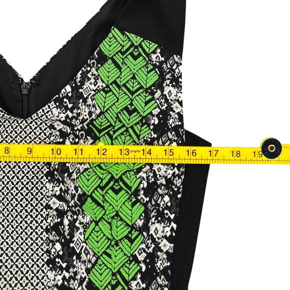 Rickie Freeman Teri Jon Black White Green V-Neck Mixed Sleeveless Dress Size 6 - Picture 5 of 6